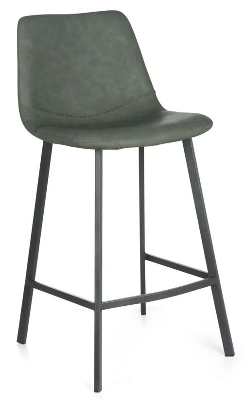 2 x Ryan Vintage Green PU Counter Stool