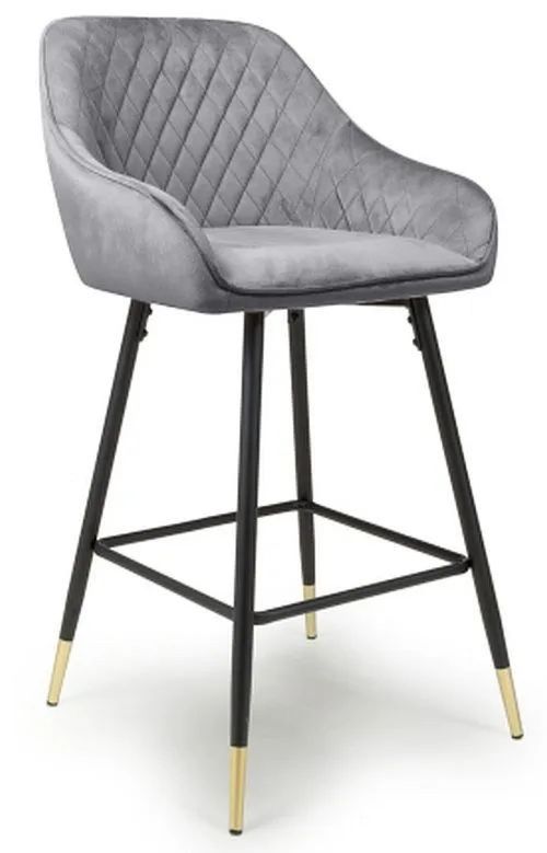 2 x Savanna Brushed Grey Velvet Barstool