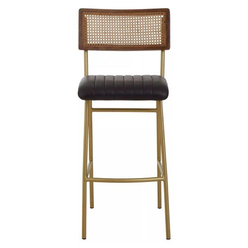 Buffalo Bar Chair - Black - Leather with Gold Metal