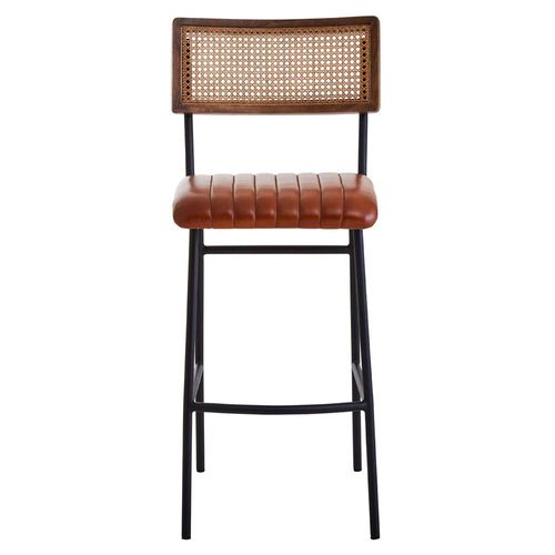 Buffalo Bar Chair - Tan - Leather with Black Metal