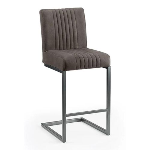 Clearance - 2 x Brooklyn Grey Faux Leather Barstool with Back - A347