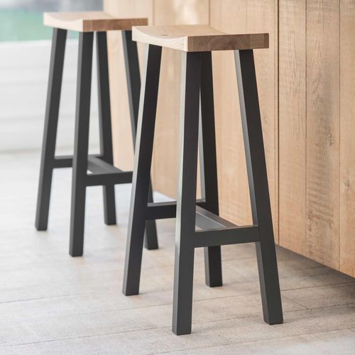 Clockhouse Bar Stool Carbon and Natural Oak and Black