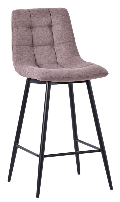 Corona Camel Velvet Fabric High Back Barstool with Black Metal Legs