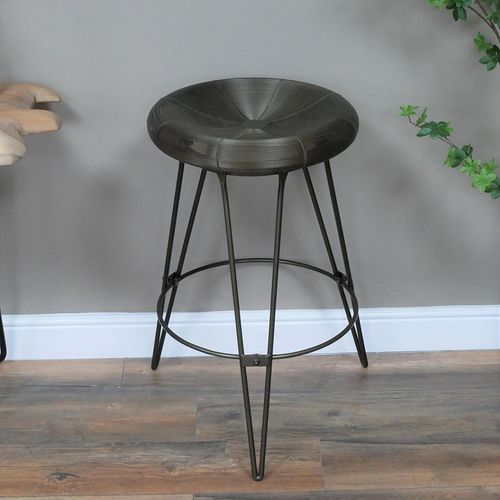 Stool - Round - Grey Metal