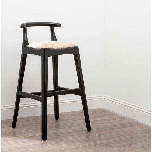 Kendari Barstool - White Leather with Teak Wood