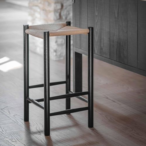 Longworth Bar Stool Black and Rattan