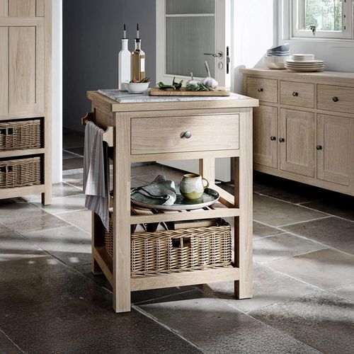 Modern Country Oak - Small Kitchen Island - 1 Drawer