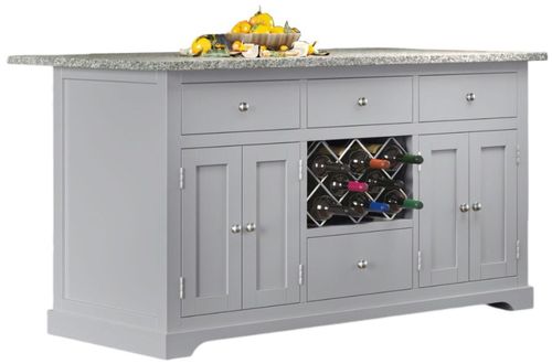 Grey Kitchen Island - Black Granite Top