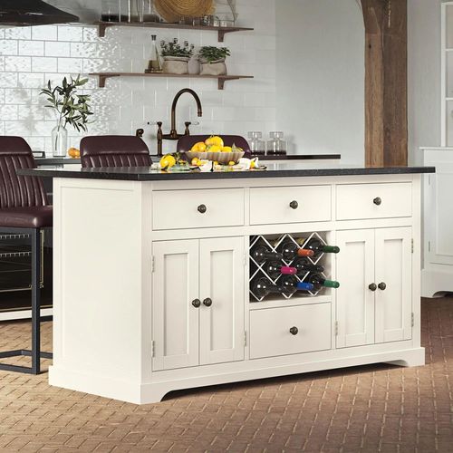 Cream Kitchen Island with Black Granite Top
