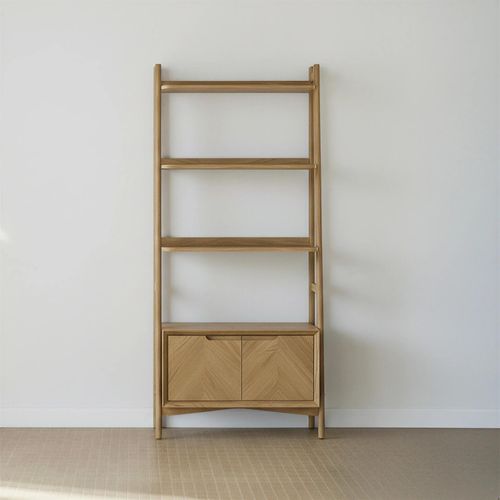 Valencia Oak Herringbone Bookcase with Cupboard