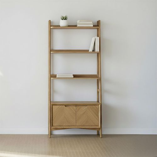 Valencia Herringbone Bookcase - with Cupboard - Oak