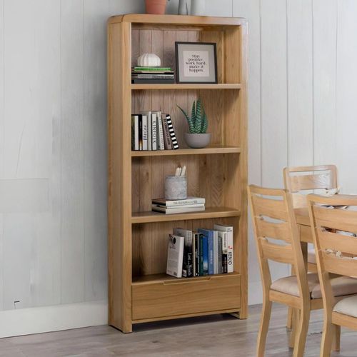 Curve Bookcase - 1 Drawer - Oak