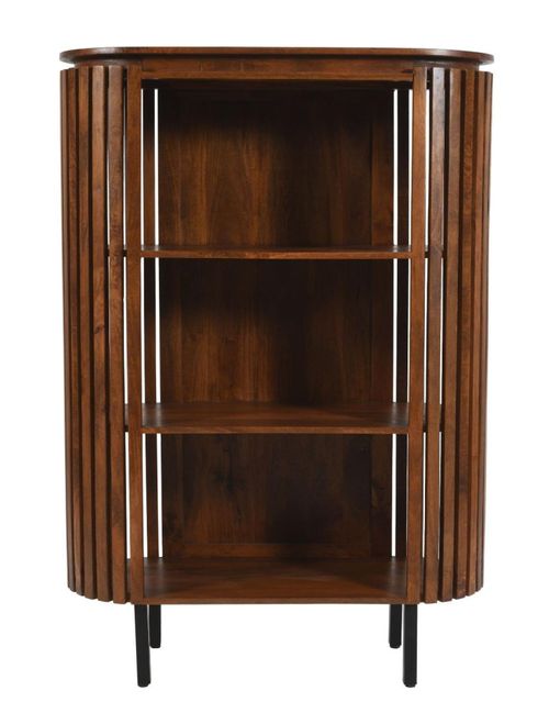 Amber Slatted Mango Wood Bookcase