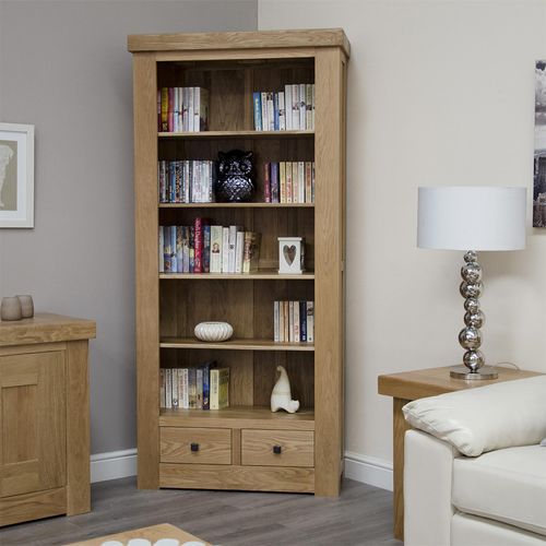 Bordeaux Large Bookcase - 2 Drawer - Oak