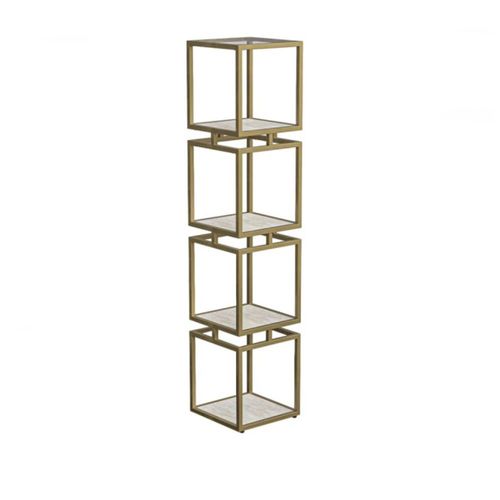 Shelving Unit - 4 Tier - Square - Cream and Gold