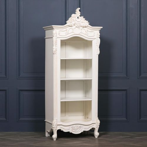 French Style Bookcase - White Mahogany - Carved