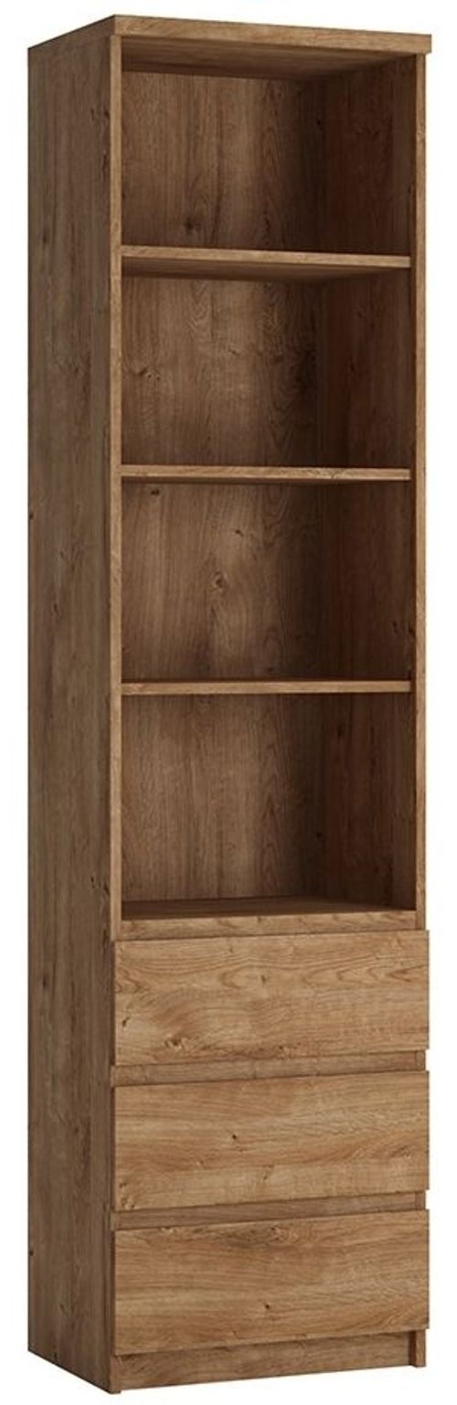 Fribo Oak Effect Narrow 3 Drawer Bookcase