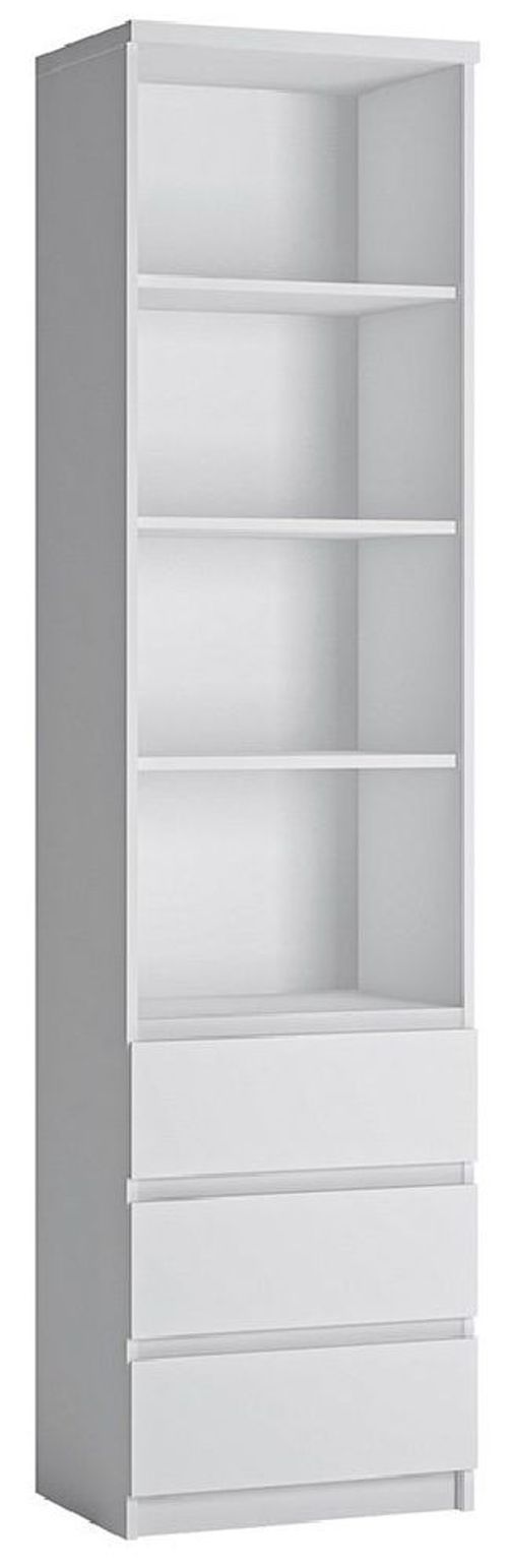 Fribo White 3 Drawer Narrow Bookcase