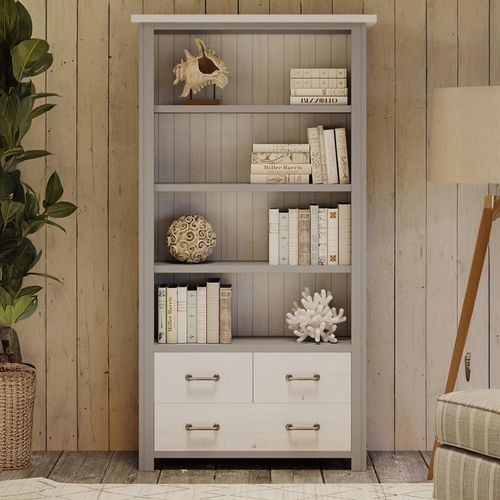 Greystone Reclaimed Wood Open Bookcase - Large - Drawers
