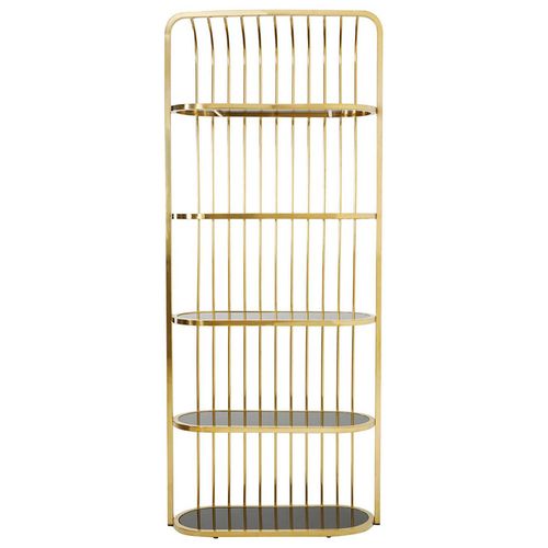 Horizon Bookcase - Cage - Black Glass with Gold Metal