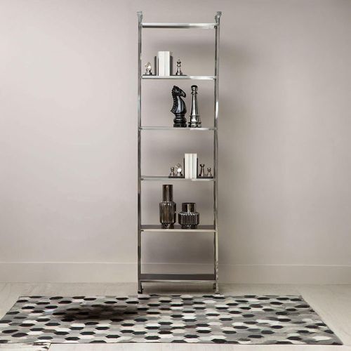 Horizon Bookcase - Black Glass with Silver Metal