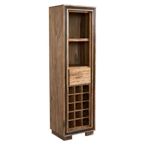 Hubli Solid Sheesham Wood Tall Display Unit with Wine Rack