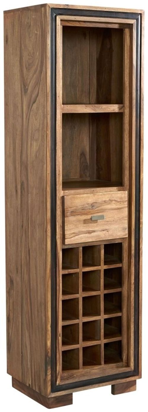 Hubli Solid Sheesham Wood Tall Display Unit with Wine Rack