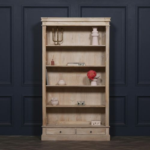 Linda Rustic Mango Wood Bookcase - Single Open