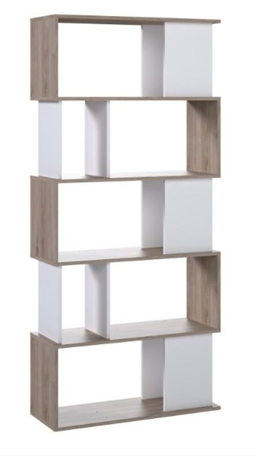 Maze Oak Effect and White Open Bookcase