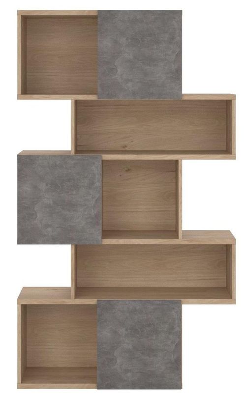 Maze Oak and Concrete Effect Asymmetrical Design Bookcase