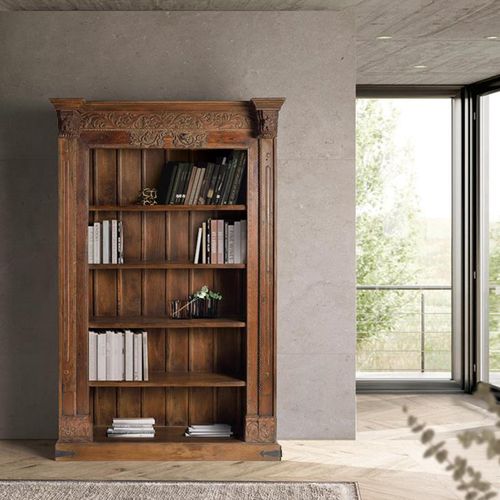 Naturita Bookcase - Dark Mango Wood - Carved