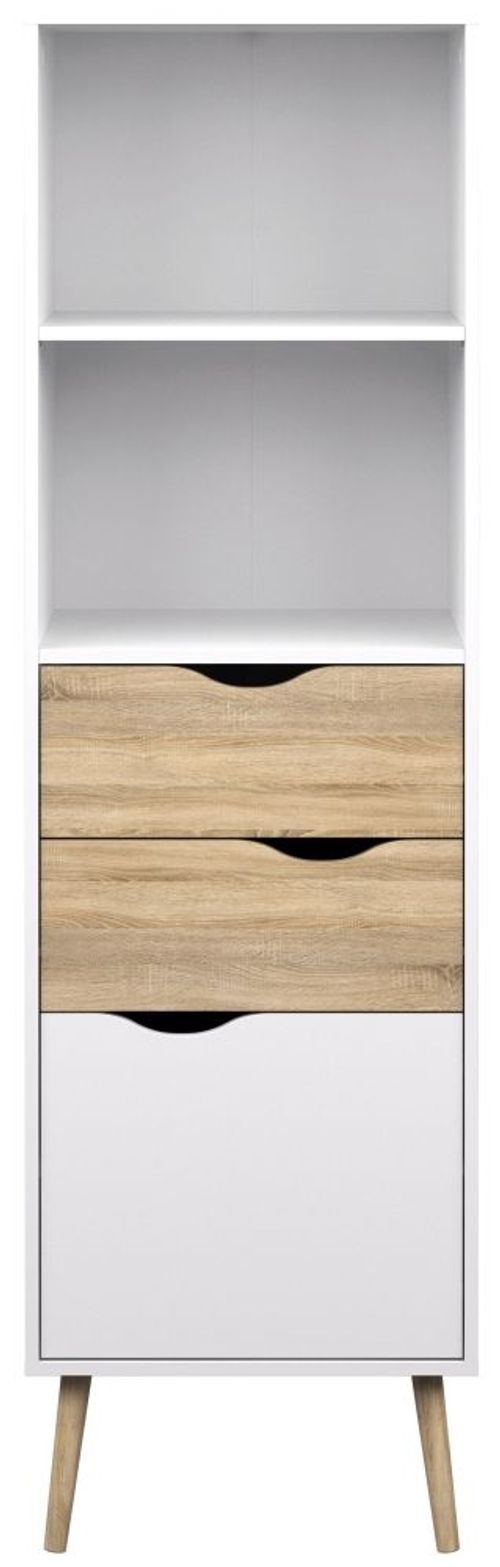 Oslo White and Oak Effect Narrow Bookcase