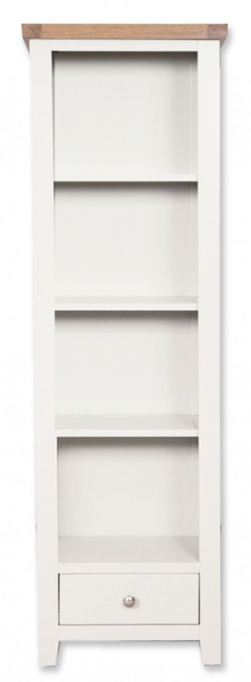 Perth White and Wood Narrow Bookcase