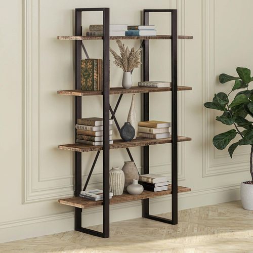 Preston Industrial Style Rustic Open Shelving Unit