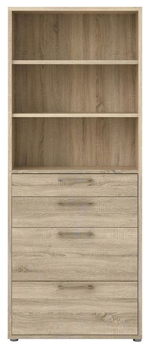 Prima Oak Effect 4 Drawer with 2 Shelves Bookcase