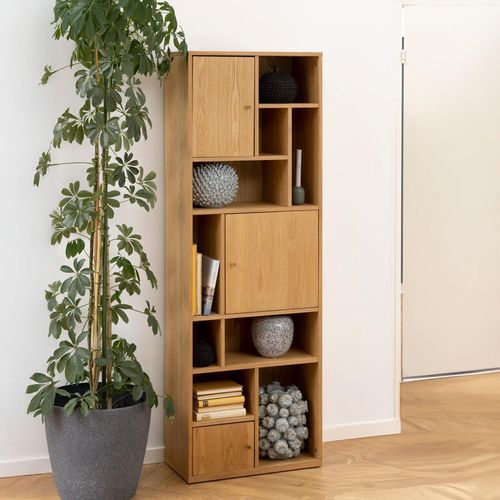 Rangoon Oak 3 Door Tall Bookcase