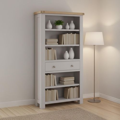 Salcombe Bookcase - Large - 1 Drawer - Grey Oak