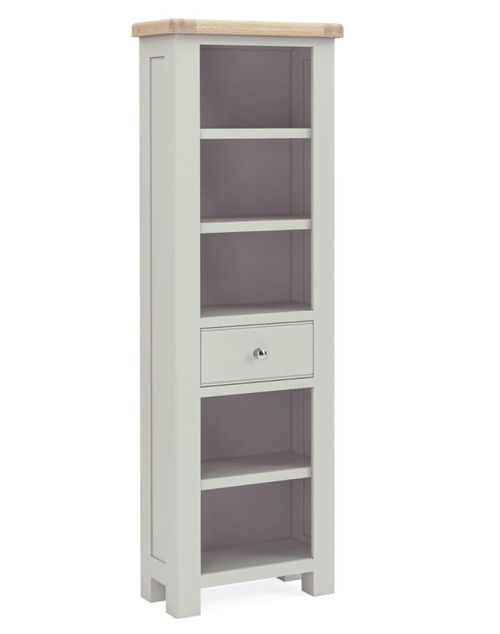 Salcombe Grey Oak 1 Drawer Slim Bookcase