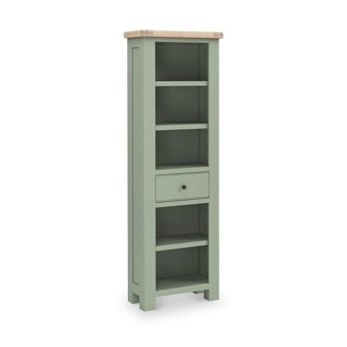 Salcombe Sage Oak 1 Drawer Slim Bookcase