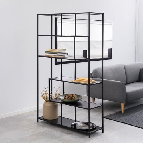 Seaford Large Bookshelf - Black Melamine and Metal
