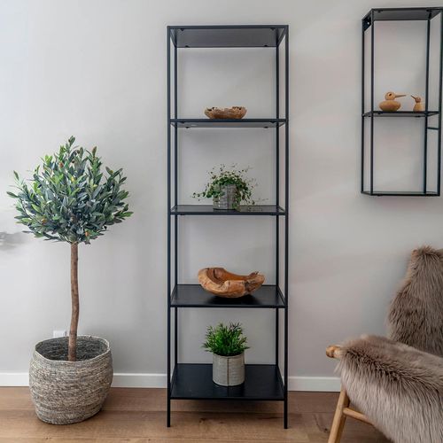 Vita Black Melamine Tall Open Shelving Unit