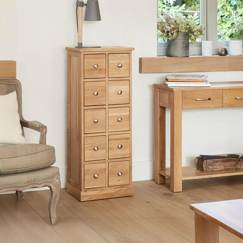 Martin Oak 10 Drawer CD and DVD Chest