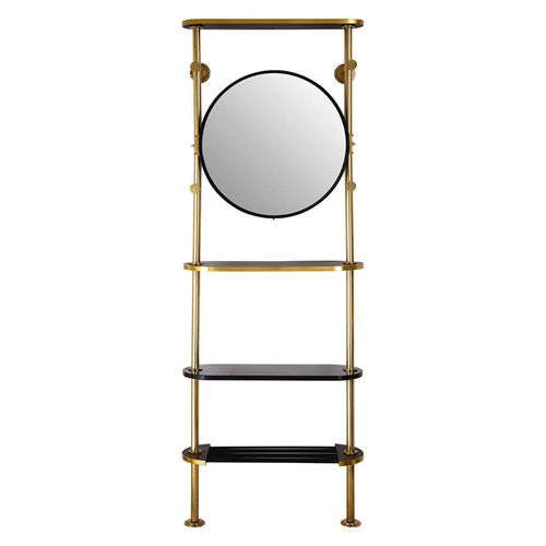 Hawkes Coat Rack - Antique Brass with Mirror