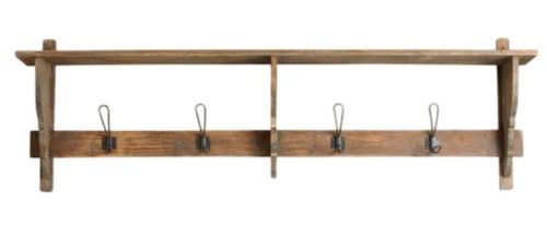 Caroni Natural Shelf with 4 Hooks Coat Rack