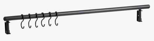 Malo Matte Black 6 Hooks Wall Shelf