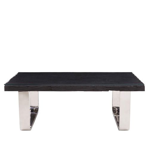 Kerala Black Glass Coffee Table with Silver Base