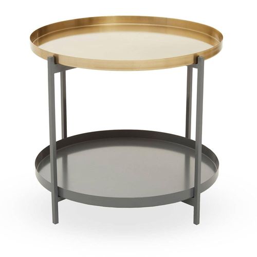 Korba Grey and Gold Metal Round Coffee Table