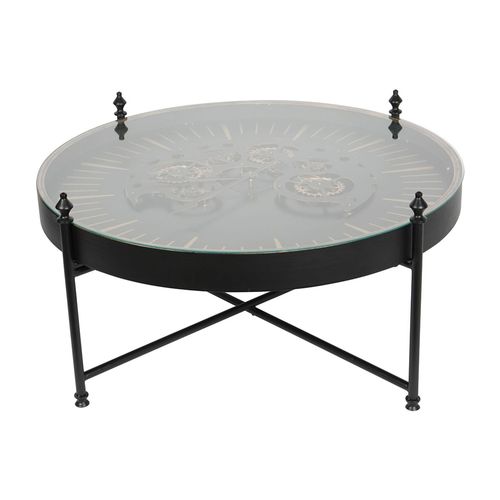 Libra Palladium Black and Gold Cogs Round Coffee Table