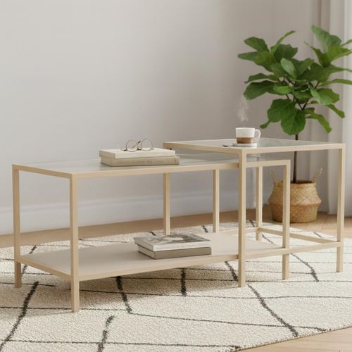 Seaford Clear Glass and Grey Metal Coffee Table