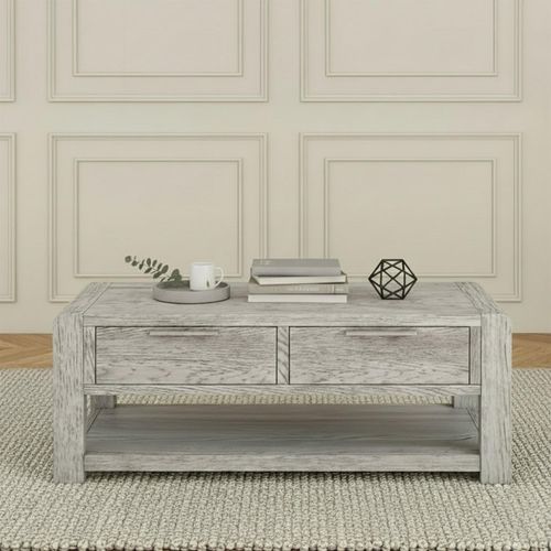 Amsterdam Coffee Table - 2 Drawer - Grey Washed Oak